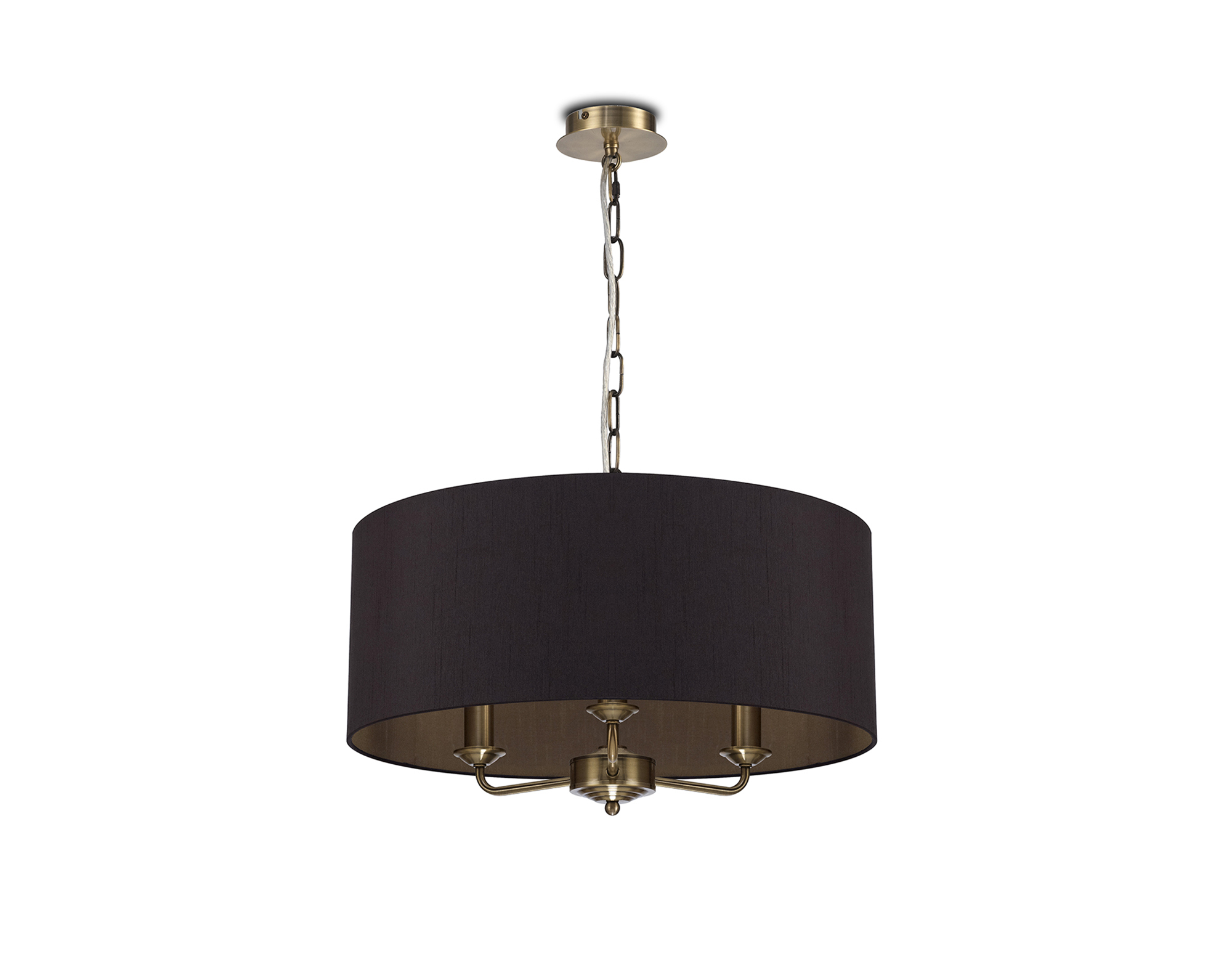 Banyan 50cm 3 Light Pendant Antique Brass, Midnight Black/Green Olive DK0046  Deco Banyan